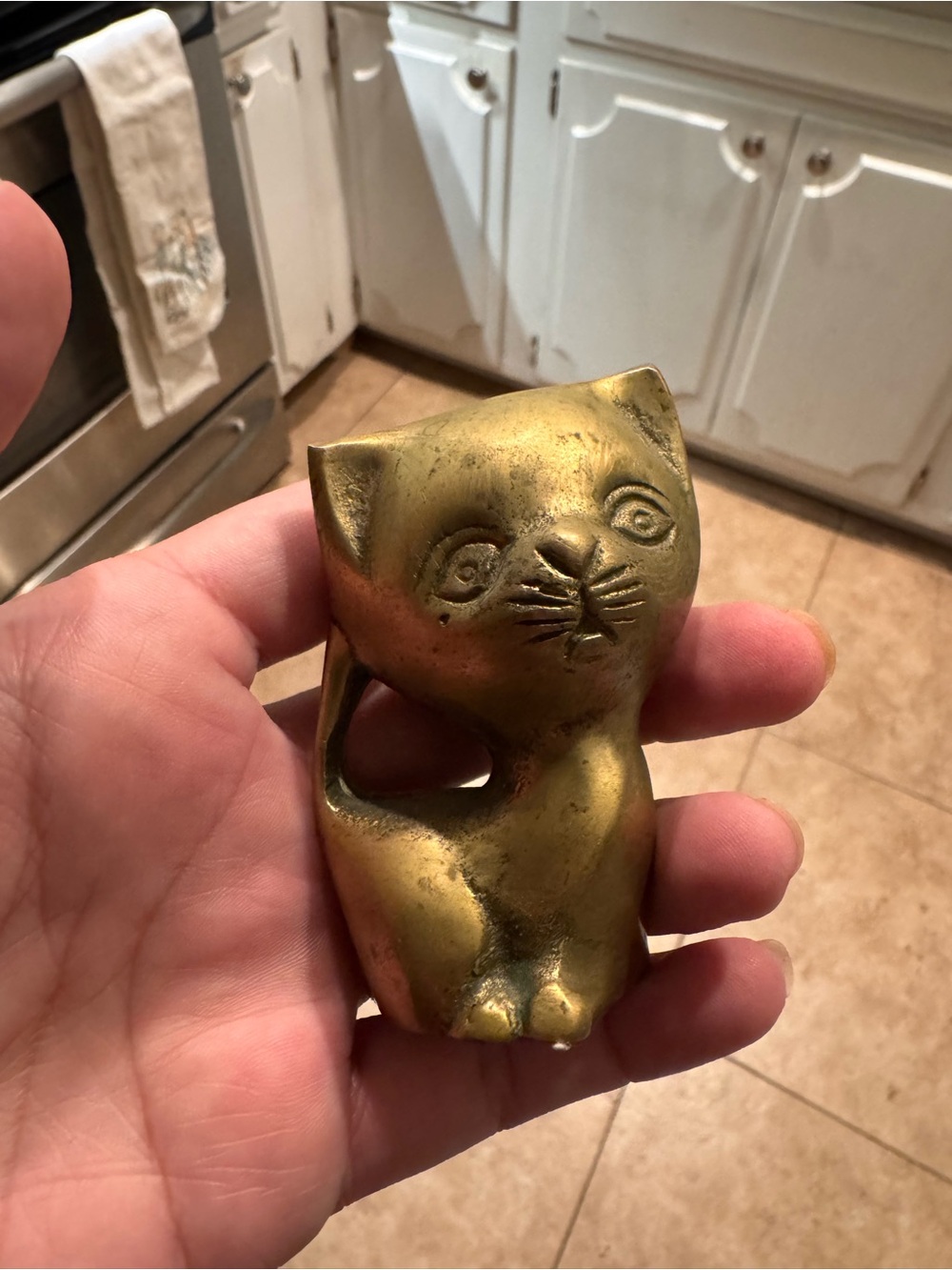 Vintage Solid Brass Cat Figurine